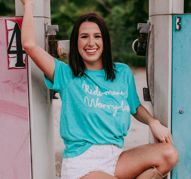 Ride More Worry Less Embroidered Tee