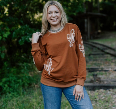 Embroidered Lightweight Cactus Sweatshirt