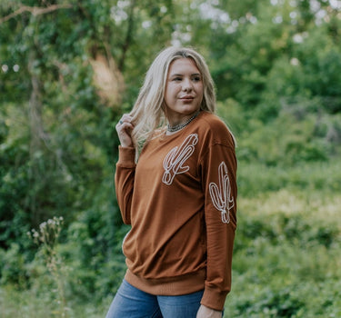 Embroidered Lightweight Cactus Sweatshirt