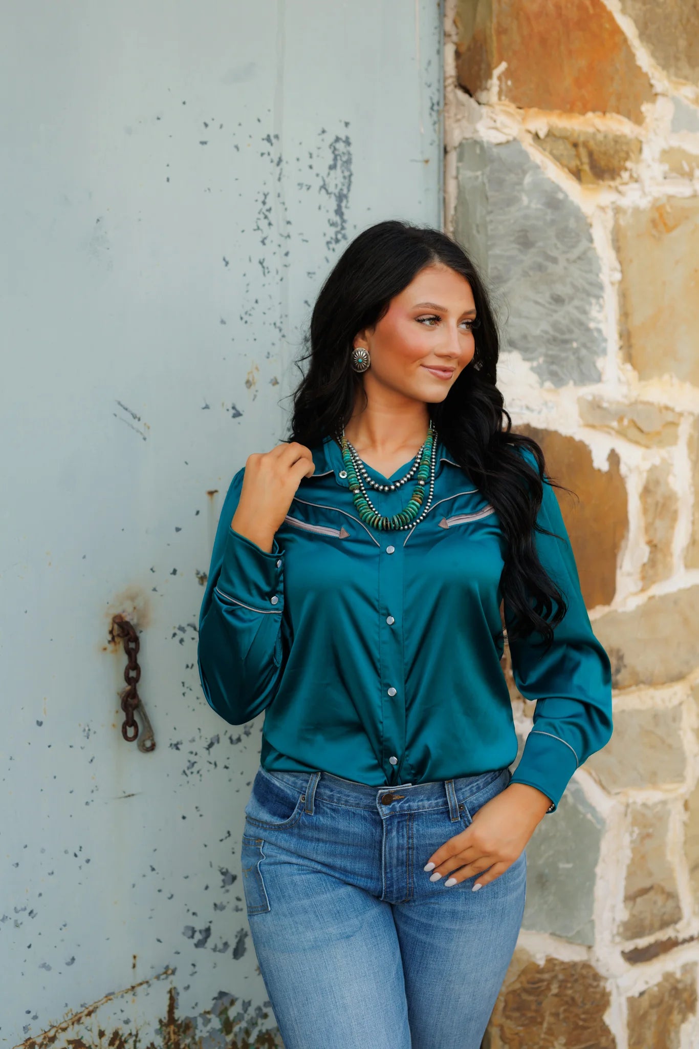 Pearl Snap Teal Satin Shirt – Hobby Horse Clothing Company Inc.