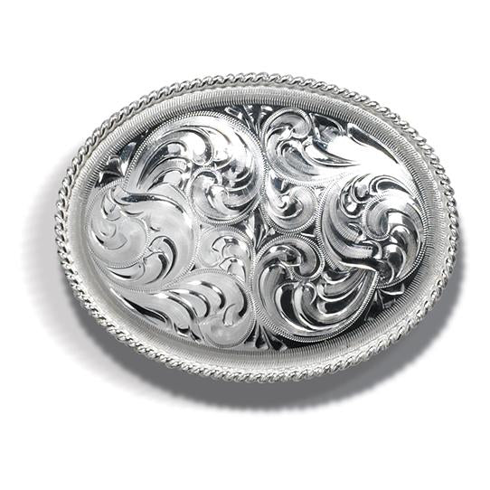 Hobby Horse Inc Argent Rope Edge Western Show Belt Buckle in Silver